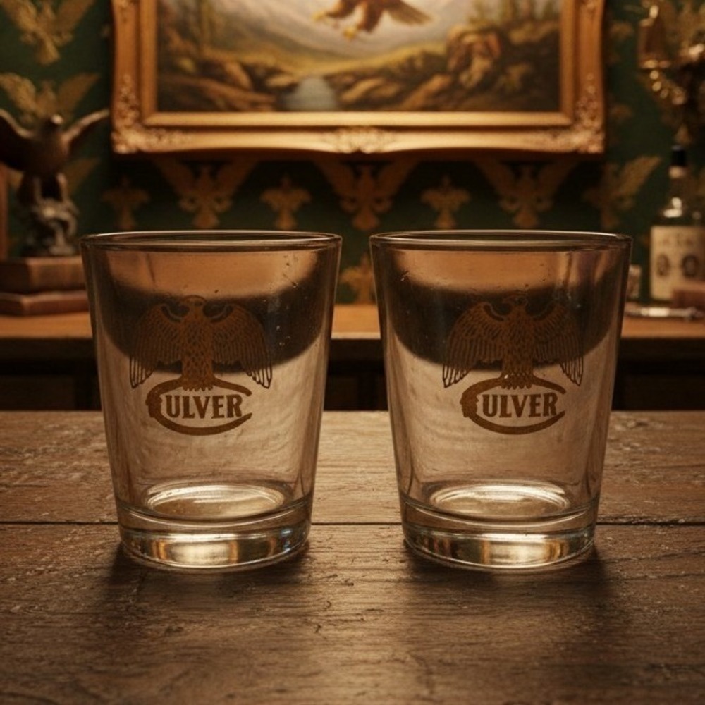 Culver‎ Gold Eagle Rock Glasses, Set of 2, Vintage Lowball Tumblers, Drinkware